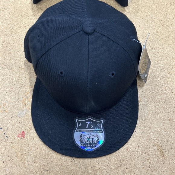 NEW KB Ethos Hat Cap Size 7 1/2 Fitted Black Adult Lot of 6 Blanks - Picture 5 of 6